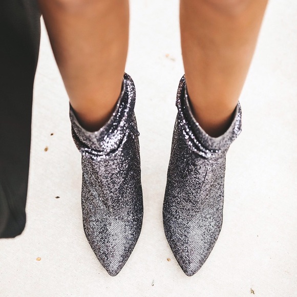 NIB Disco Sparkle Glitter Scrunch Heel Bootie - Picture 5 of 8